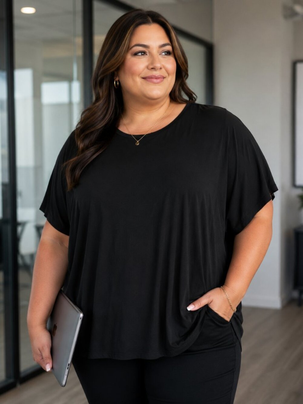Torrid Deep Black Short Sleeve Perfect Super Soft Crew Pullover Tee Plus Sz 6